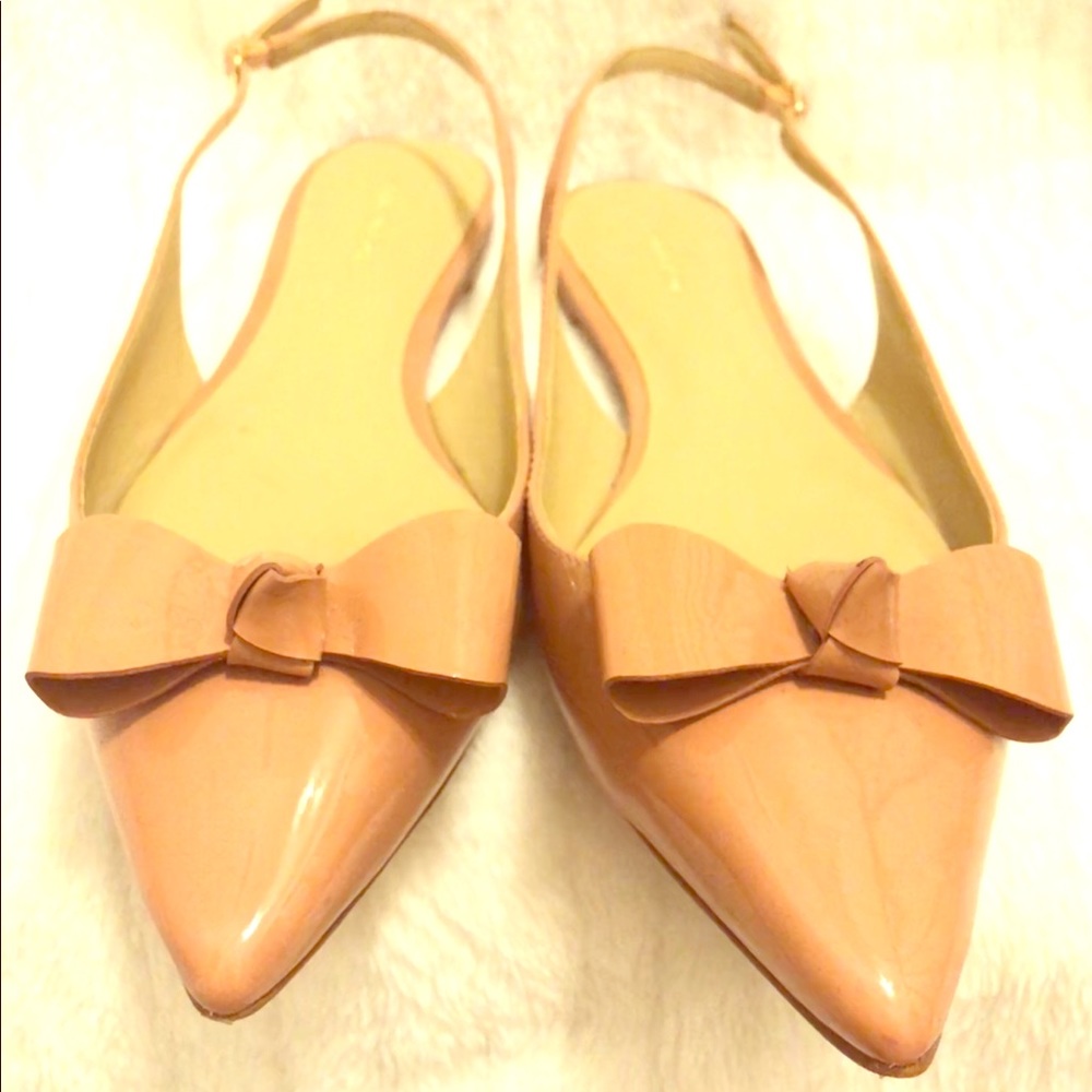 Ann Taylor Pink Bristol Bow Patent Leather Flats